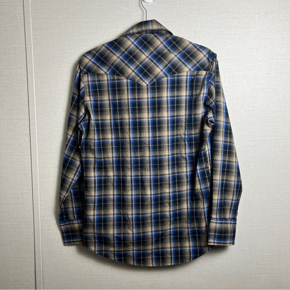 Wrangler Blue and Brown Casual Button‎ Down Shirt - Picture 2 of 8